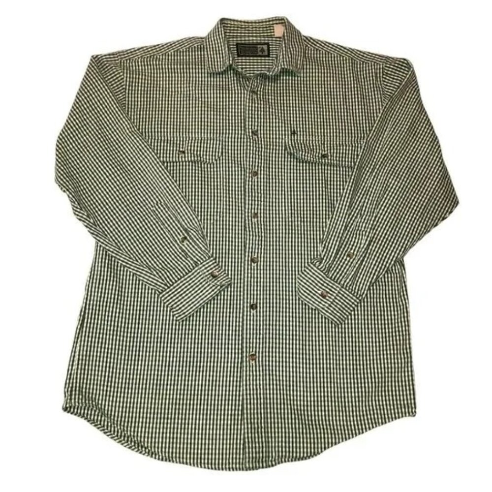 Vtg Snowshoe Thompson Brushpopper Shirt Sz M Green White Striped Cowboy Rancher